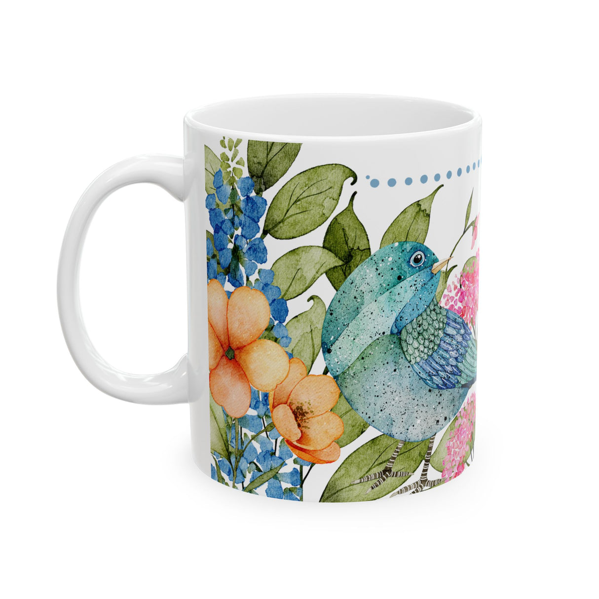 Go Forth and Do the Things” Floral Bird Mug – 11oz
