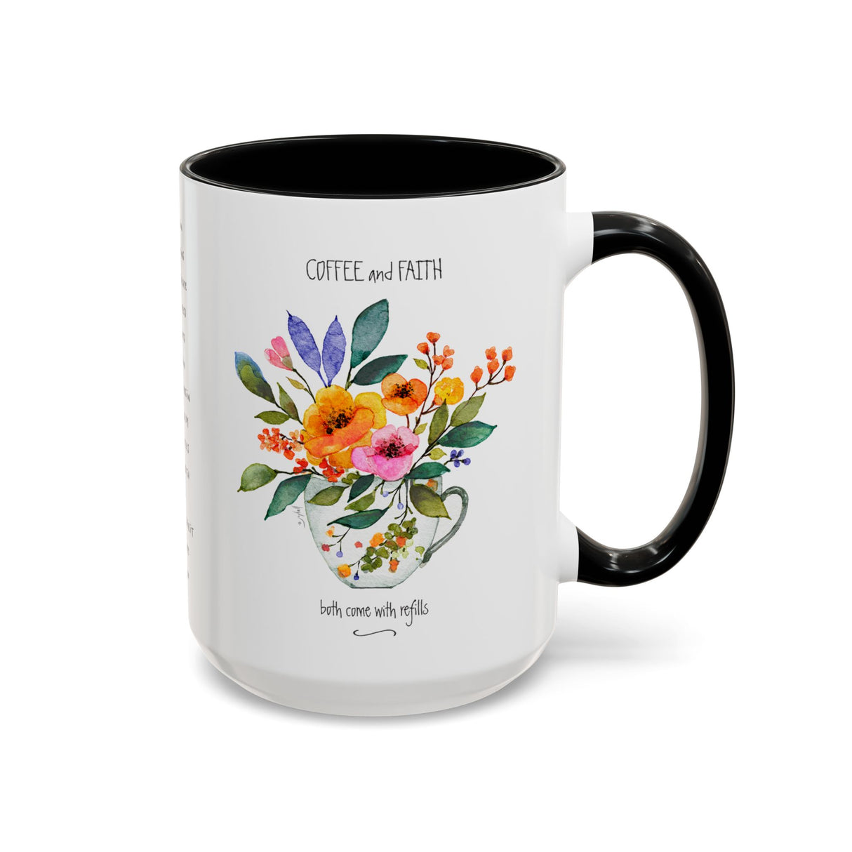 Faith-Inspired 15 oz Mug – “Coffee & Faith, Both Are Refillable” Encouraging Gift for Friends & Family