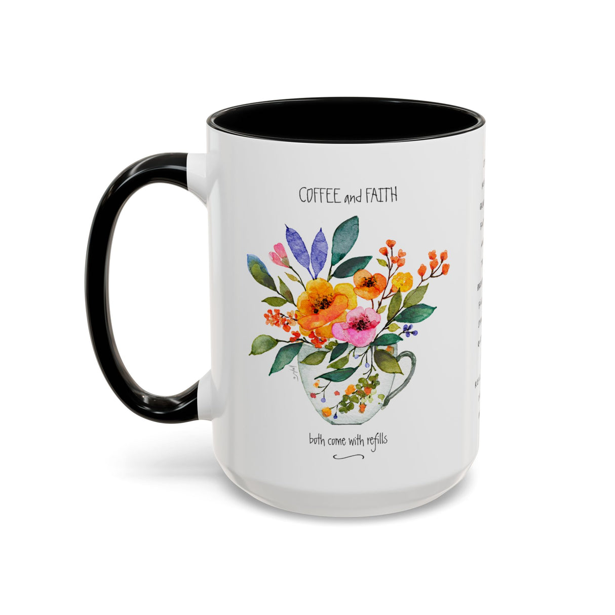 Faith-Inspired 15 oz Mug – “Coffee & Faith, Both Are Refillable” Encouraging Gift for Friends & Family