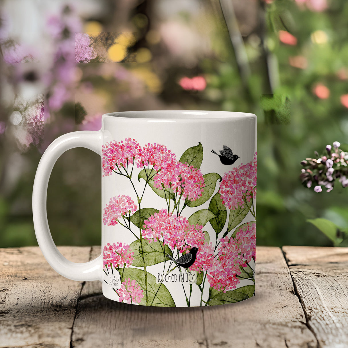 “Rooted in Joy” (11oz Ceramic) Inspirational Watercolor Mug