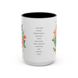 Motivational Coffee Mug – “Hard Things Build Strong People” with Flowers & Bird, Positive Gift for Her